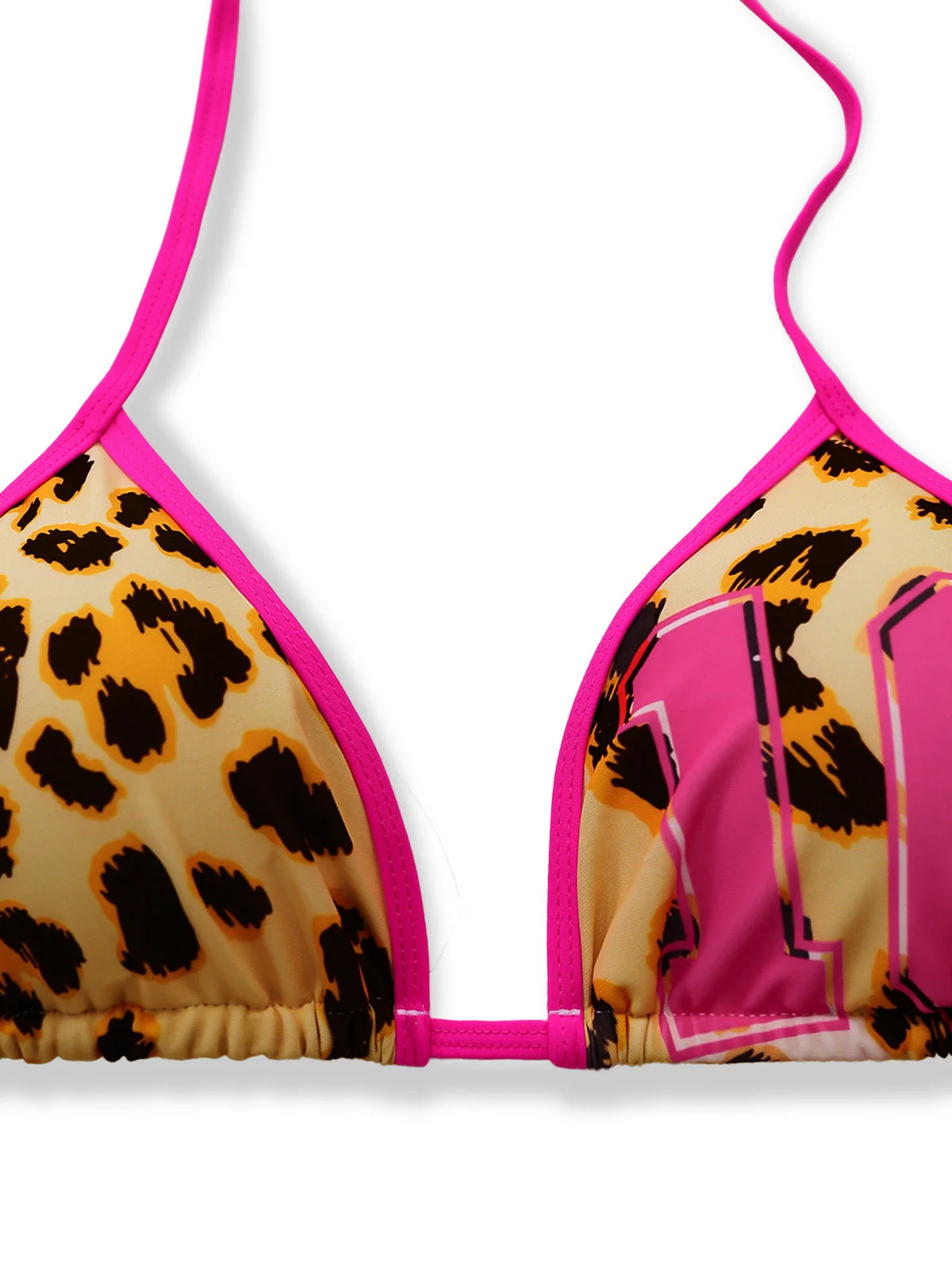 Braun 1950er Leopard Halter Farbblock Bikini Set - Image 4