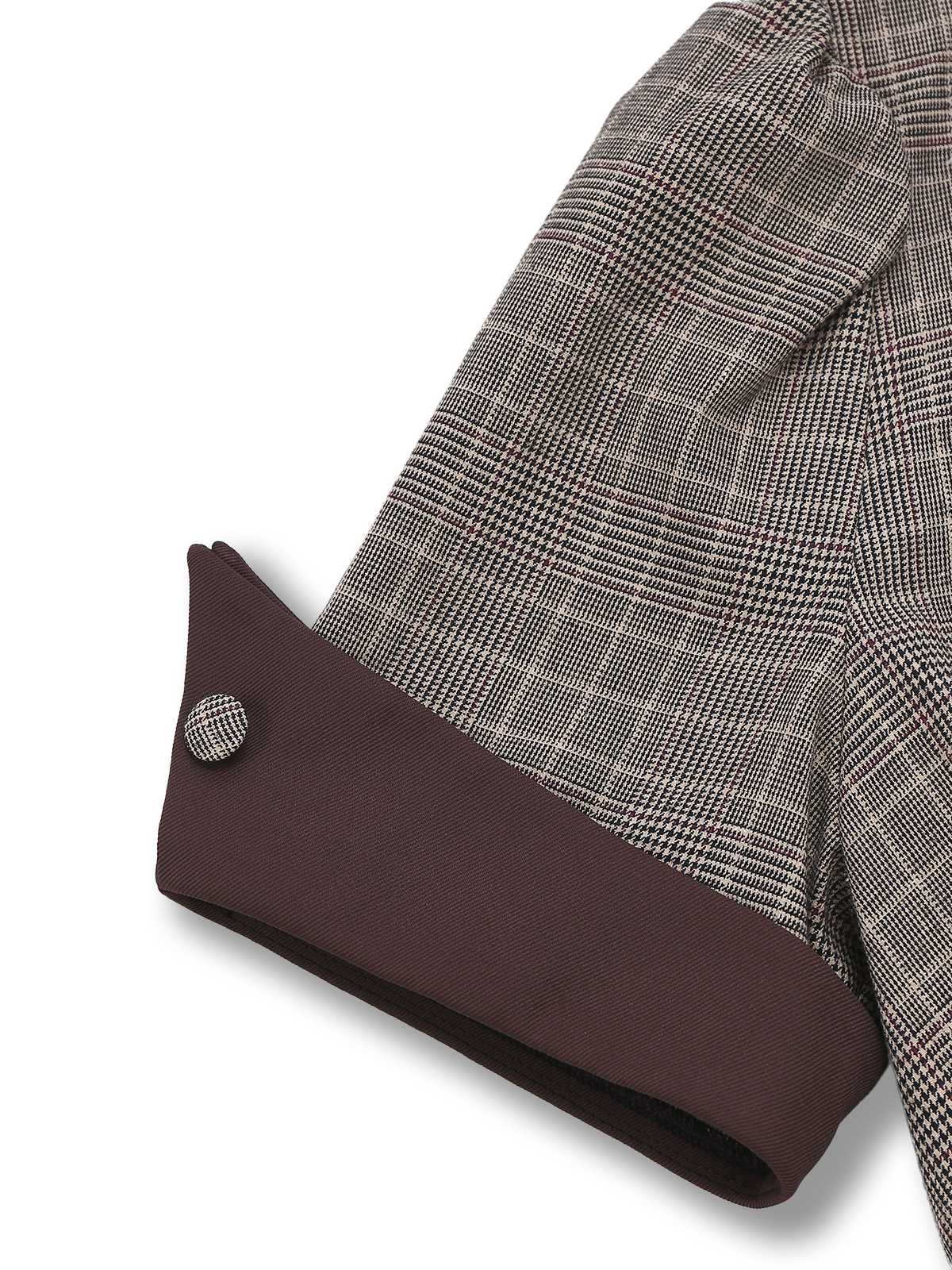 Braun 1950er Revers Plaid Bogen Kleid - Image 6