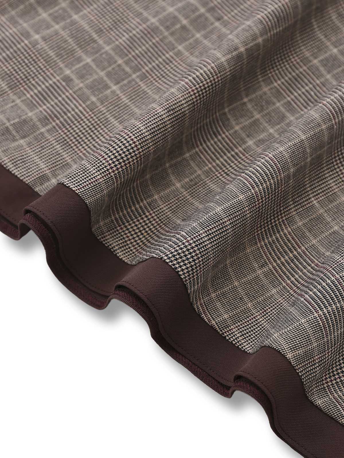 Braun 1950er Revers Plaid Bogen Kleid - Image 7