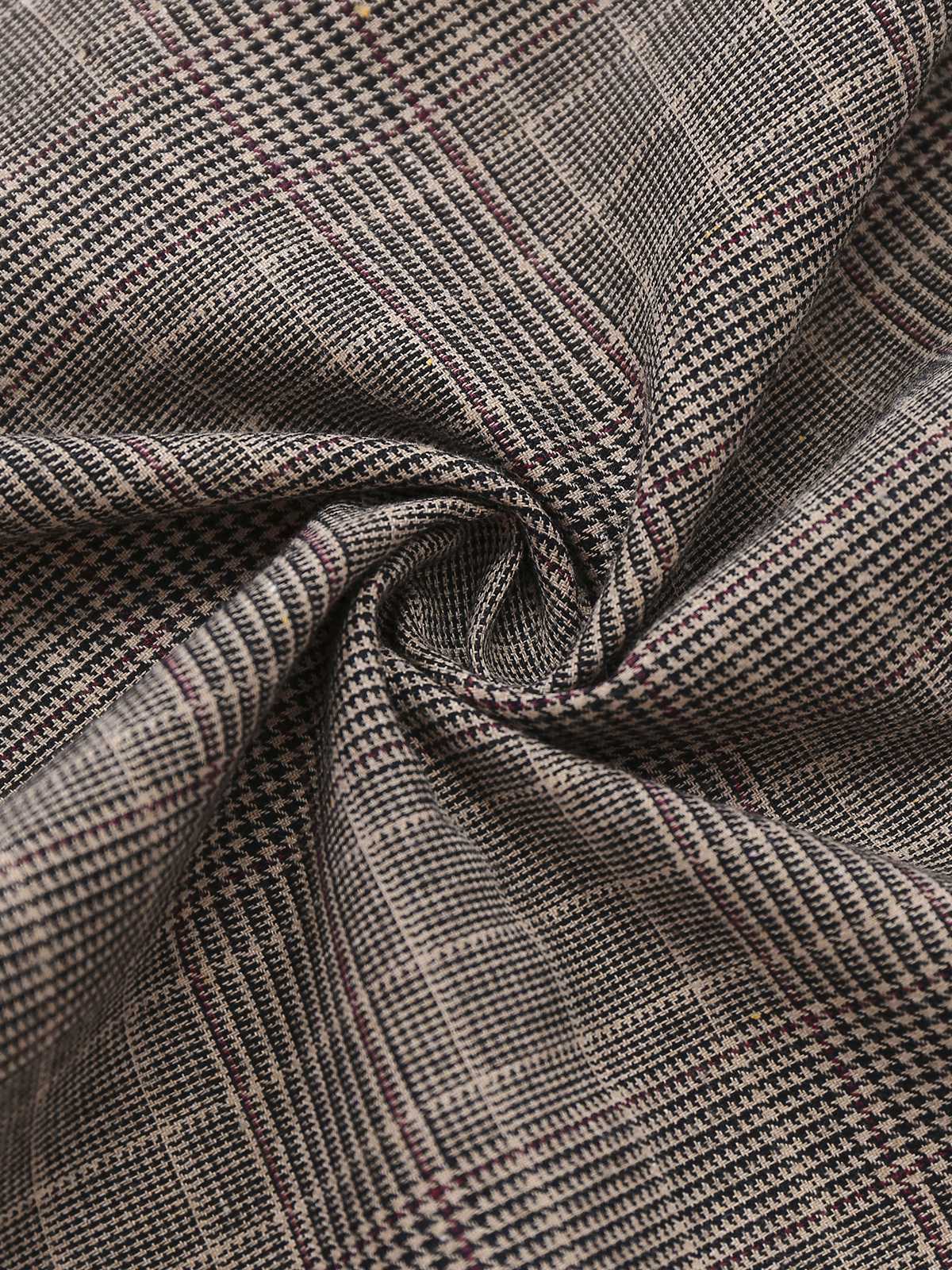 Braun 1950er Revers Plaid Bogen Kleid - Image 8