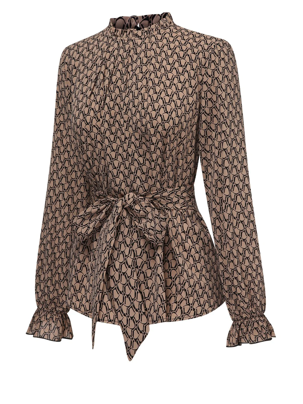 Braun 1950er Rüschen Taille Binden Bluse - Image 2