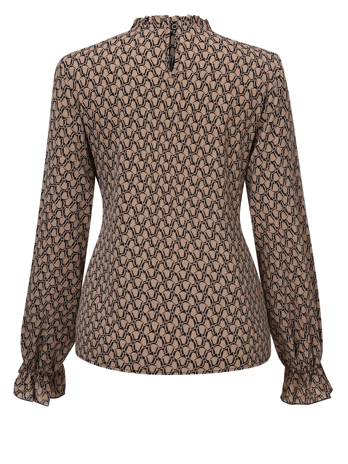 Braun 1950er Rüschen Taille Binden Bluse - Image 3