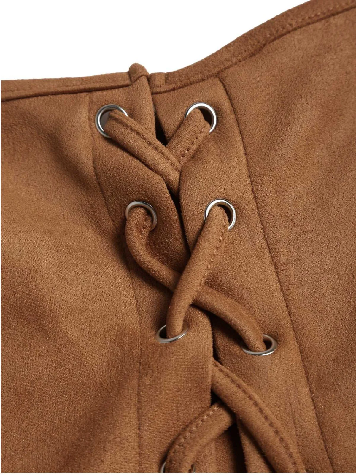 Braun 1950er Schnürung Wildleder Spitze Korsett Top - Image 4