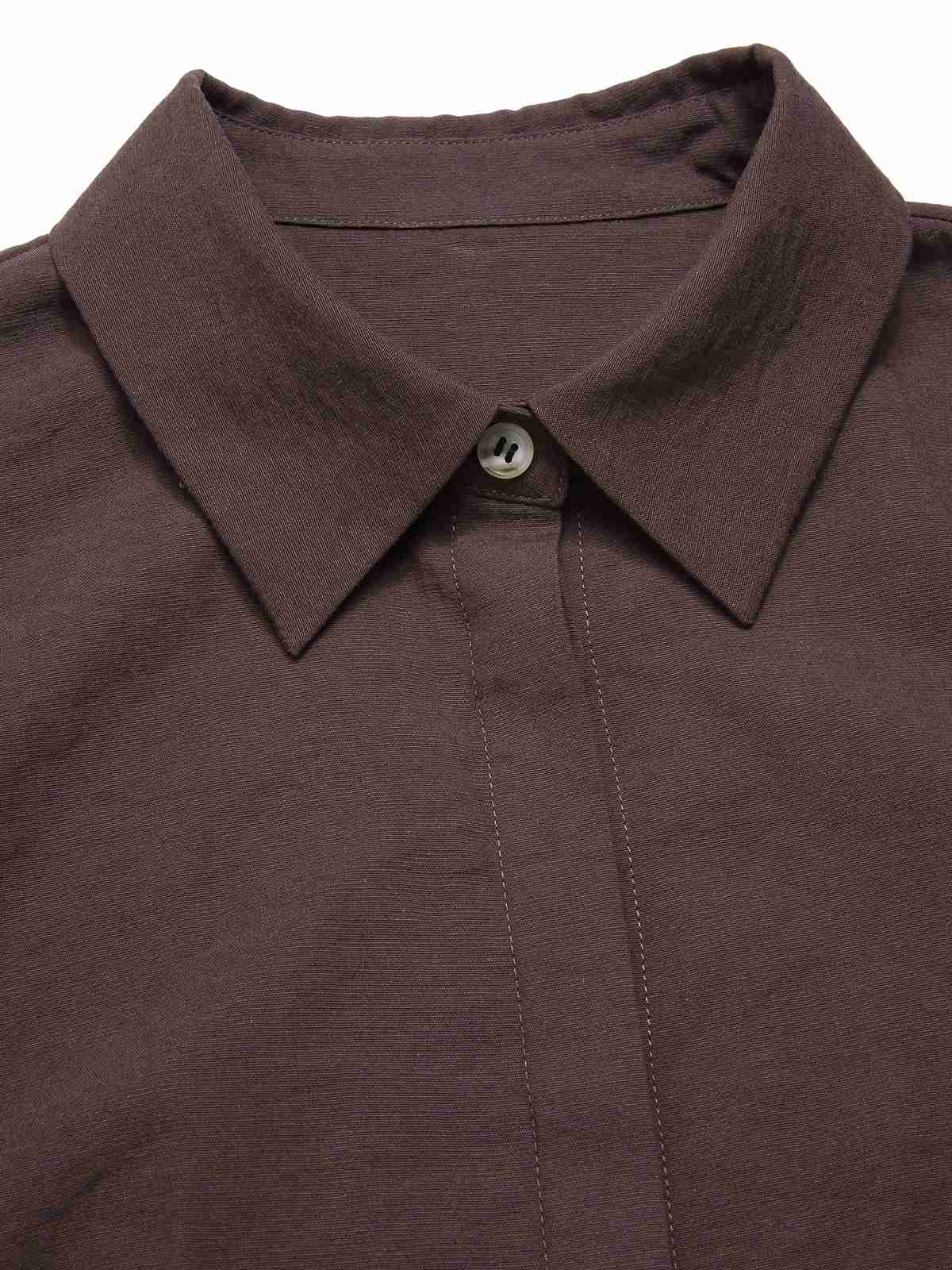Braun 1950er Solide Laternenhülle Revers Bluse - Image 6