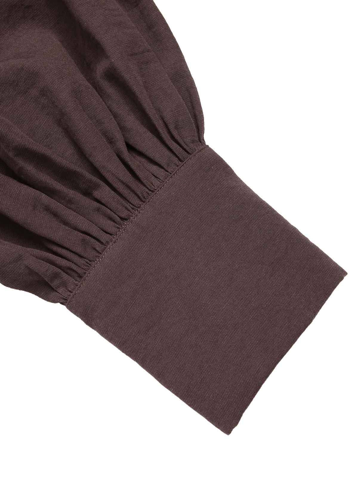 Braun 1950er Solide Laternenhülle Revers Bluse - Image 8