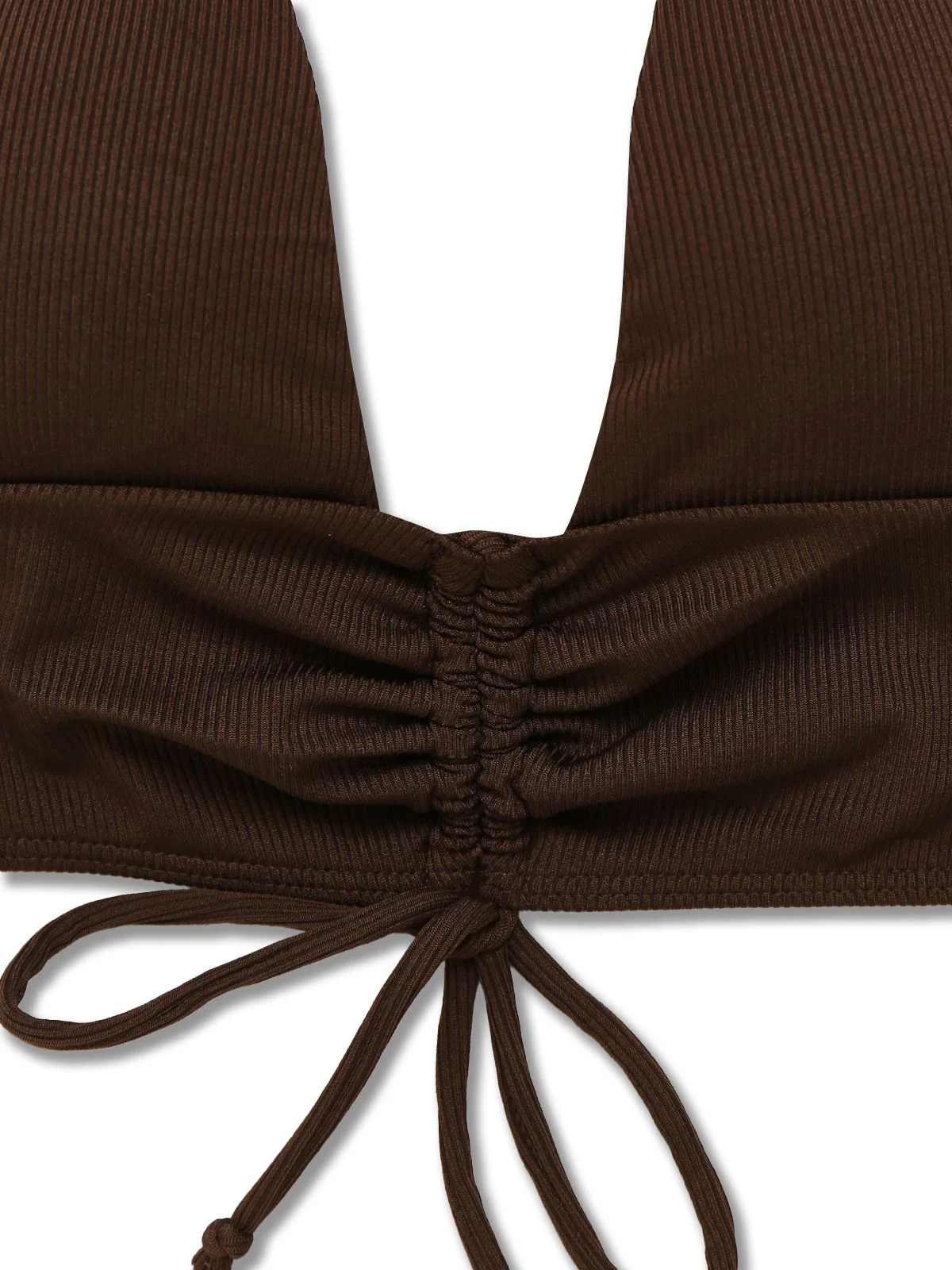 Braun 1950er Solide Tief V-Ausschnitt Halfter Bikini Set - Image 3