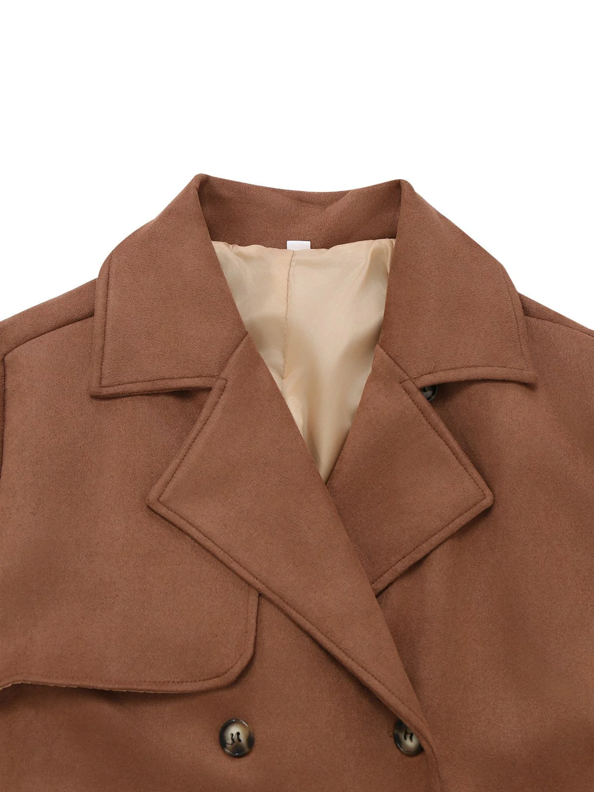 Braun 1950er Wildleder Revers Zweireihig Trench Mantel - Image 3