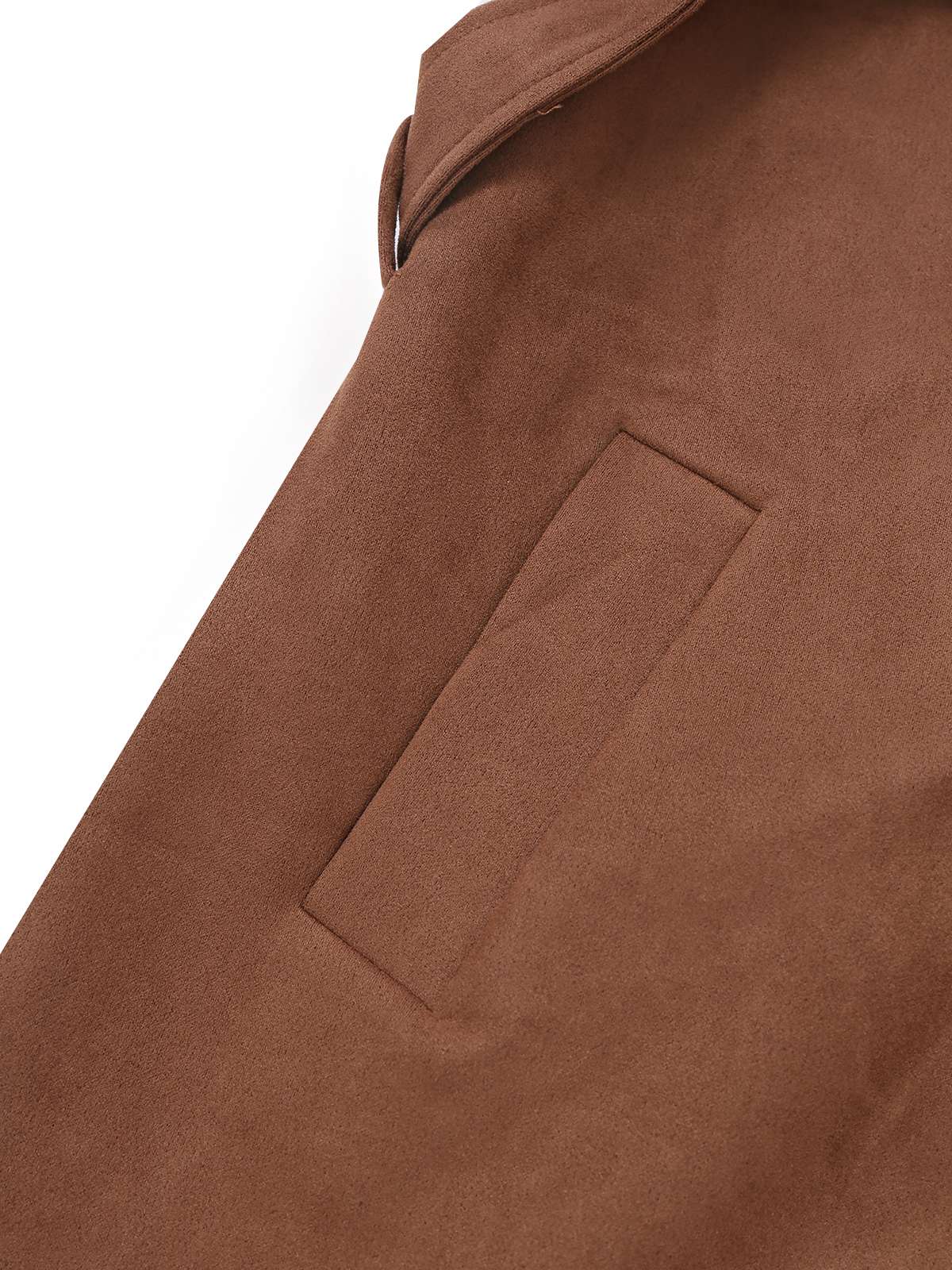 Braun 1950er Wildleder Revers Zweireihig Trench Mantel - Image 5