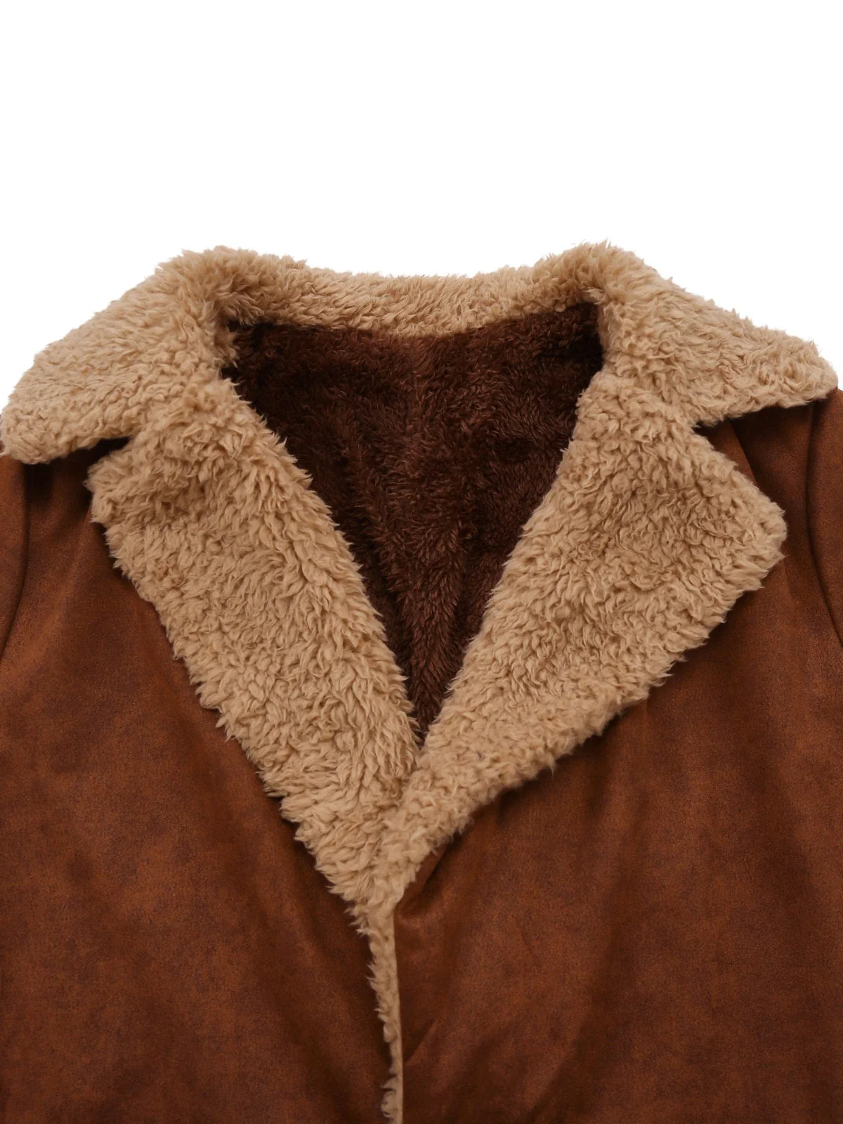 Braun 1950er Wildlederimitat Kerbkragen Taste Trench Mantel - Image 3