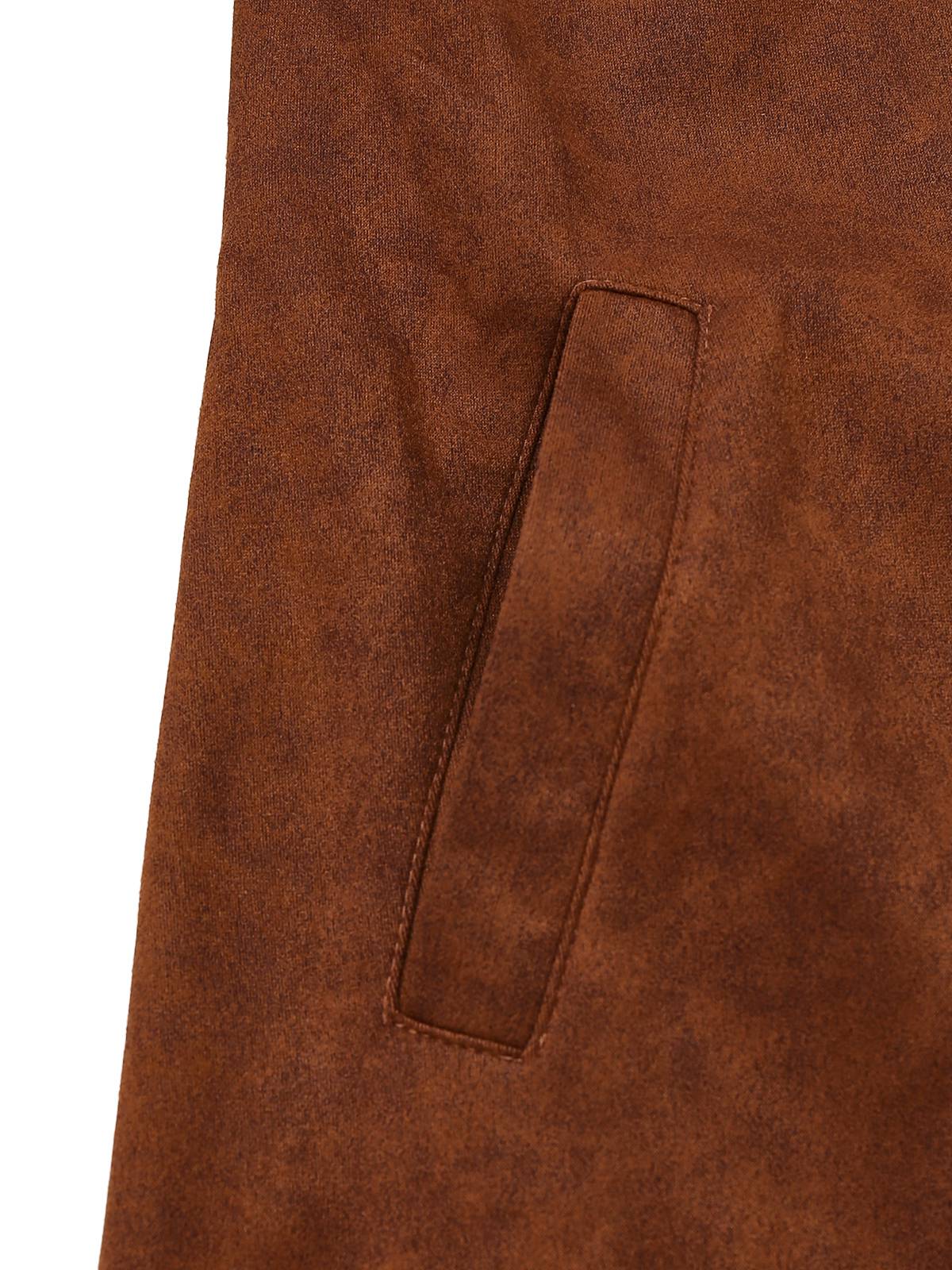 Braun 1950er Wildlederimitat Kerbkragen Taste Trench Mantel - Image 5