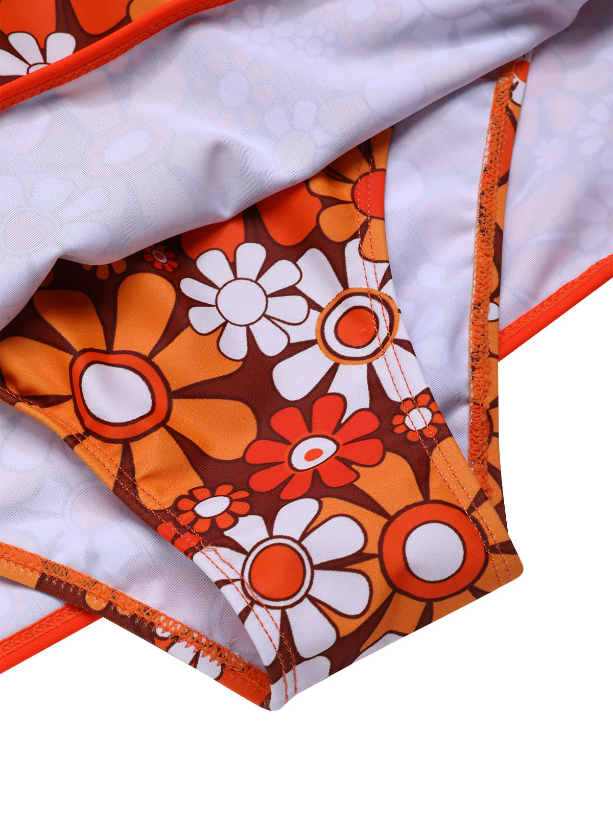 Braun 1960er Bohemien Psychedelisch Blumen Badeanzug - Image 10