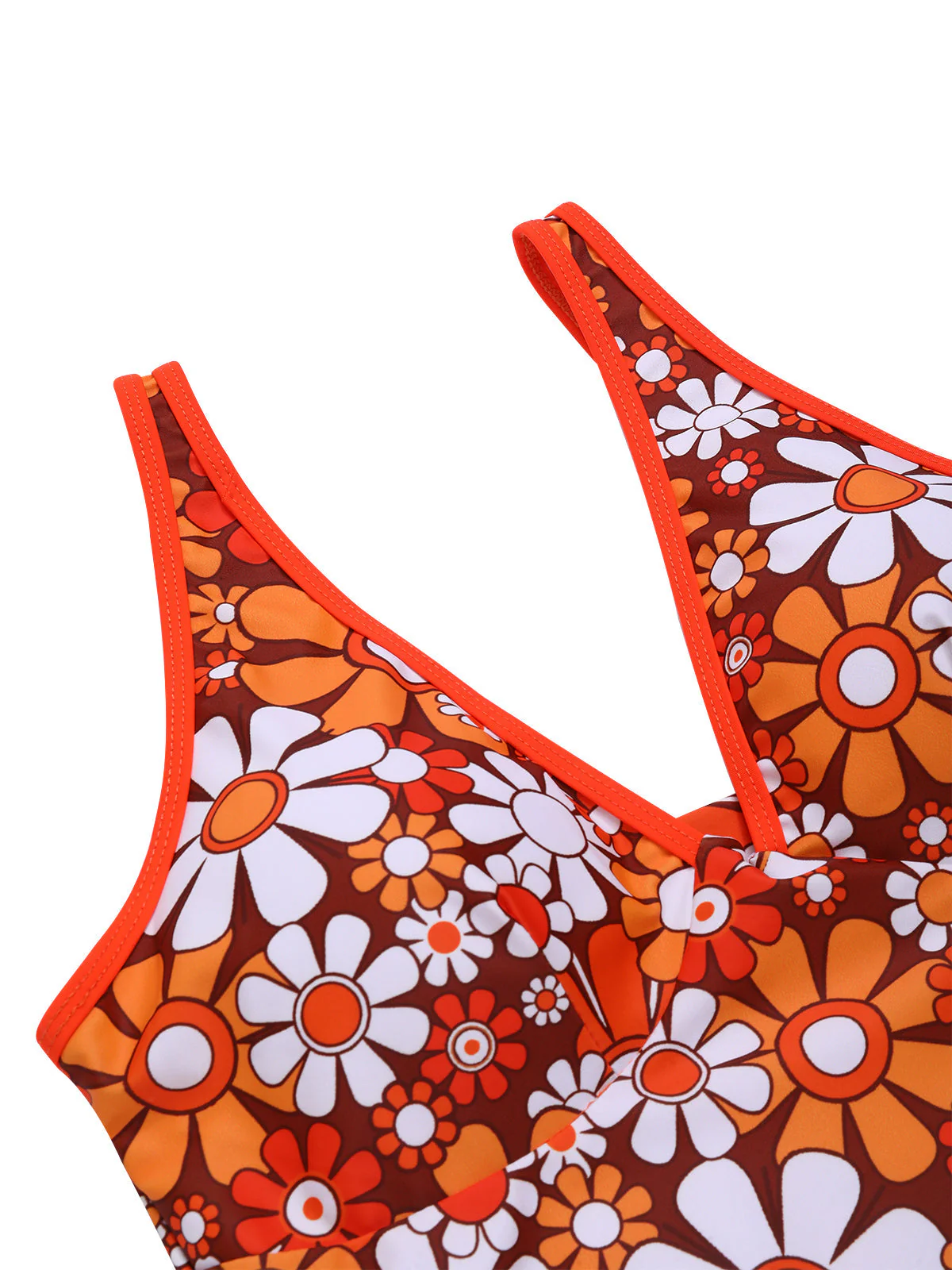 Braun 1960er Bohemien Psychedelisch Blumen Badeanzug - Image 8