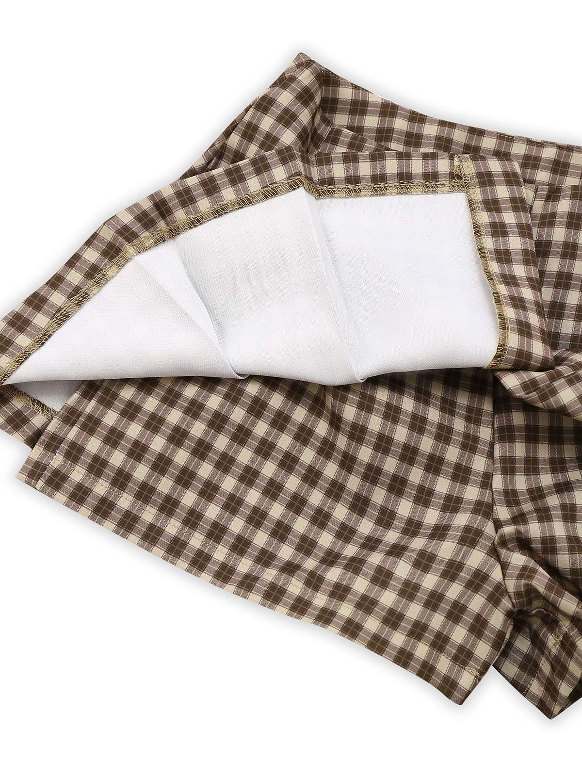 Braun 1960er Gingham Plaid Plissiertes Rock - Image 4