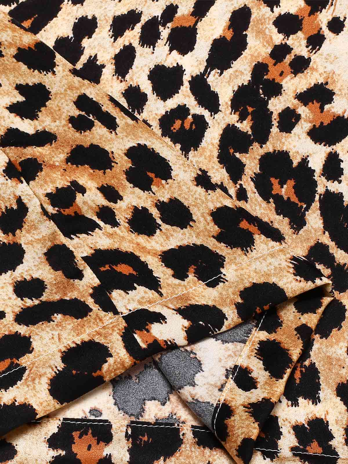 Braun 1960er Halter V-Ausschnitt Leopard Kleid - Image 10