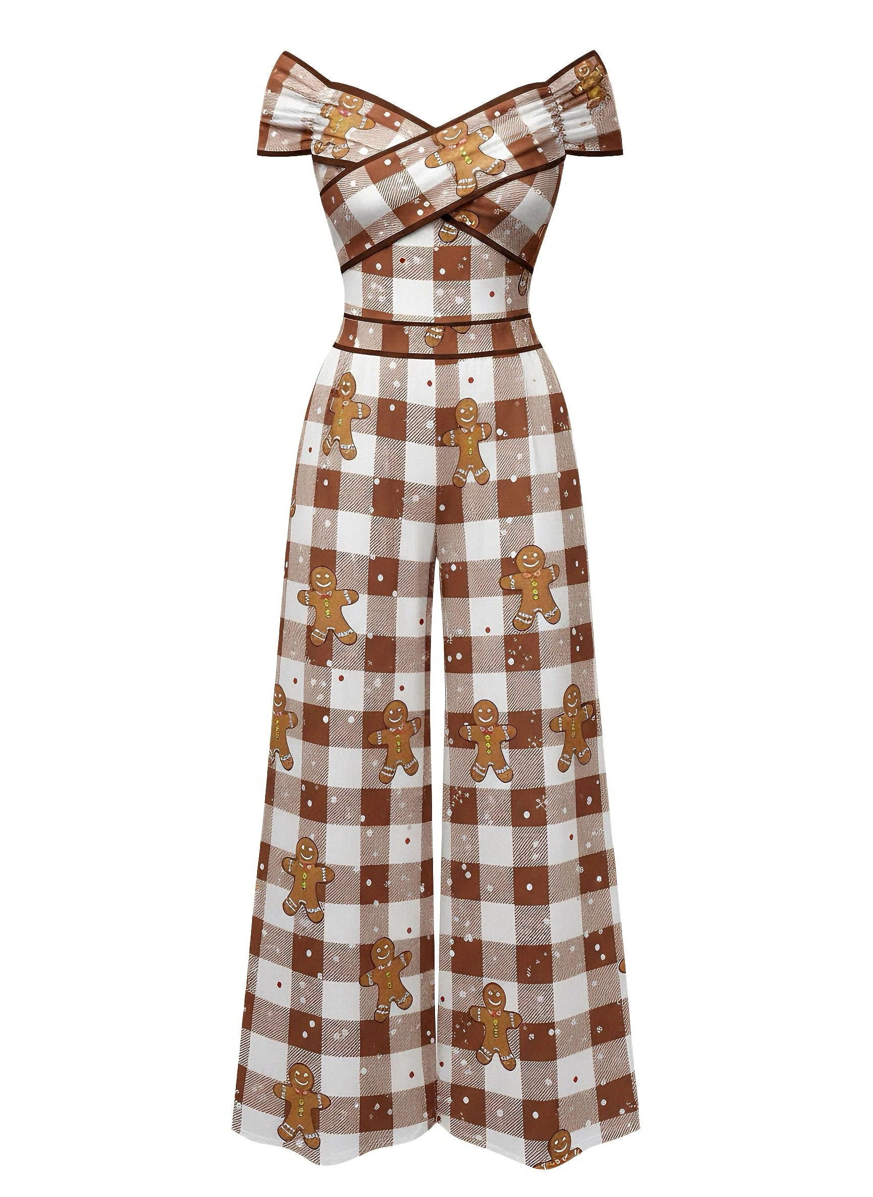 Braun 1960er Schulterfrei Lebkuchen Jumpsuit - Image 2