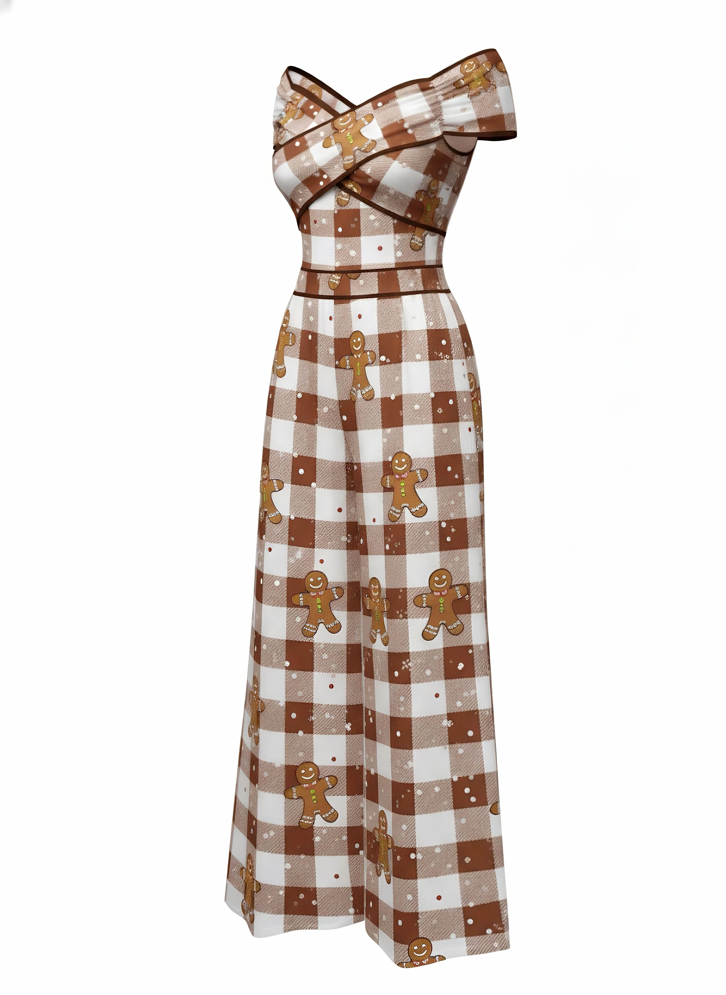 Braun 1960er Schulterfrei Lebkuchen Jumpsuit - Image 3