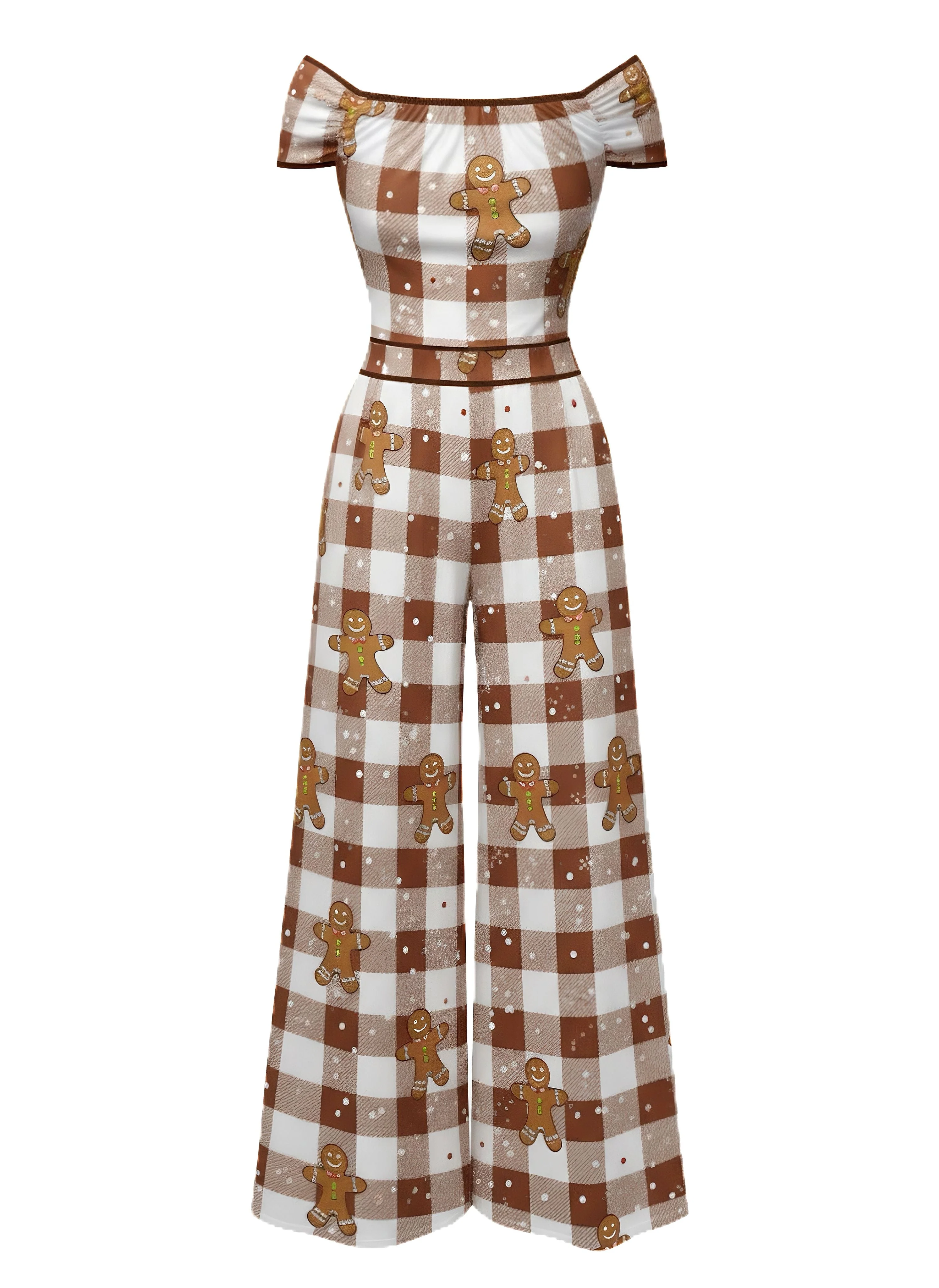 Braun 1960er Schulterfrei Lebkuchen Jumpsuit - Image 4