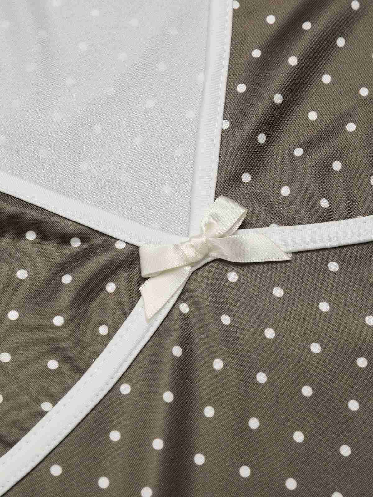 Braun 1960er Tief V-Ausschnitt Polka Dots Kleid - Image 3
