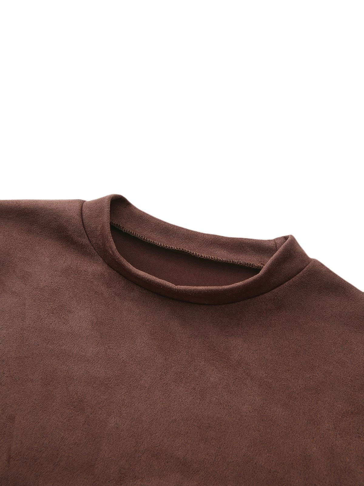 Braun 1970er Lang Ärmel Rundhals Gürtel Kleid - Image 5