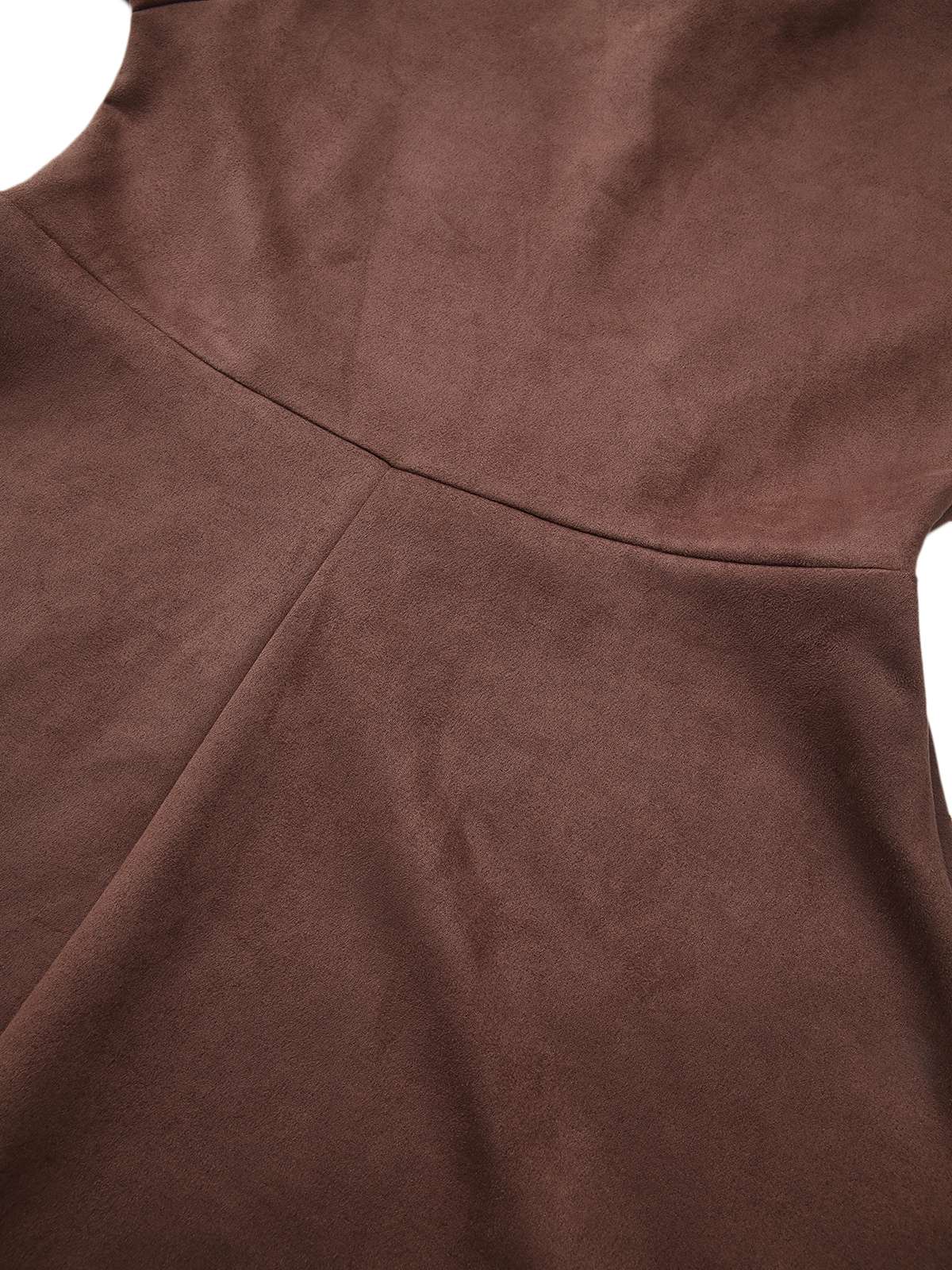 Braun 1970er Lang Ärmel Rundhals Gürtel Kleid - Image 6