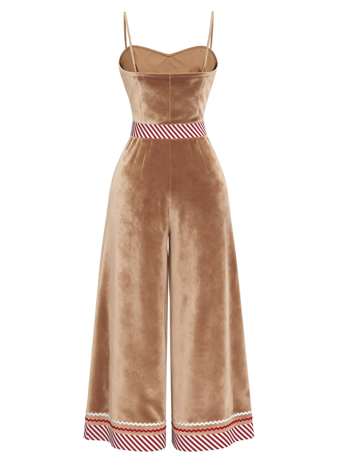 Braun 1970er Lebkuchen Samt Träger Jumpsuit - Image 3