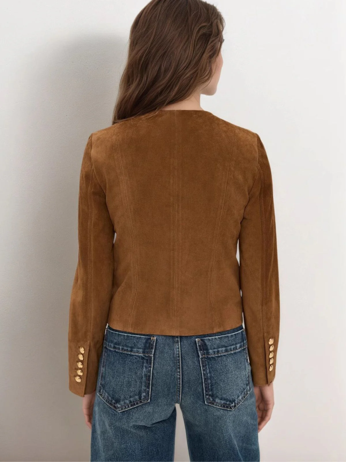 Braun 1970er Wildleder Taste Tasche Jacke - Image 4