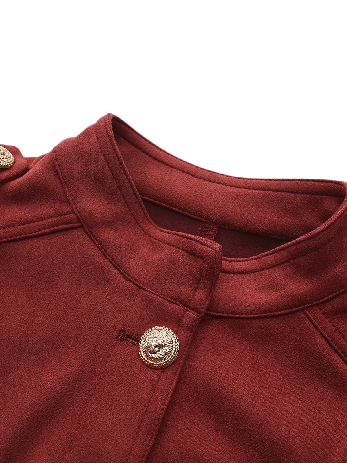 Braun 1980er Steh Kragen Wildleder Kurze Jacke - Image 4