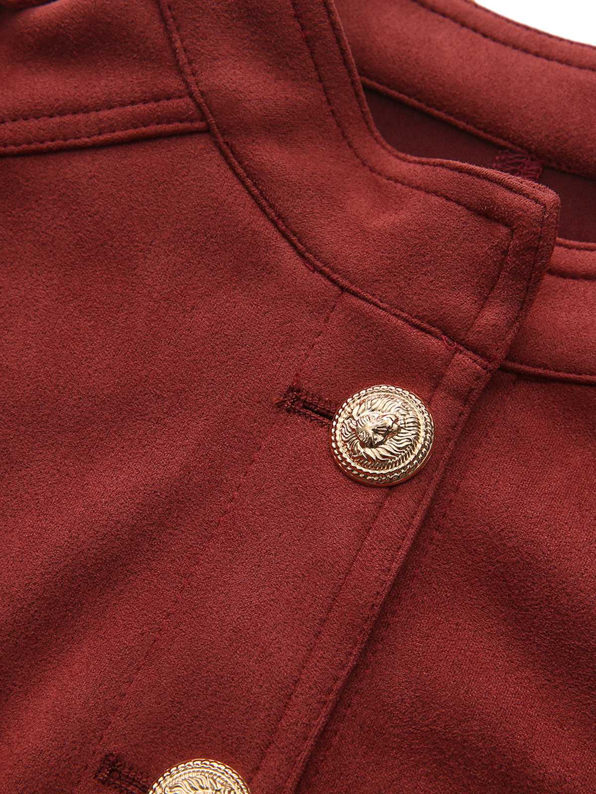 Braun 1980er Steh Kragen Wildleder Kurze Jacke - Image 5
