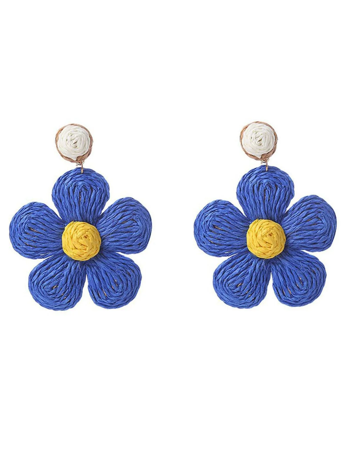 Boho Ruffia Strass Blume Anhänger Ohrringe - Image 4