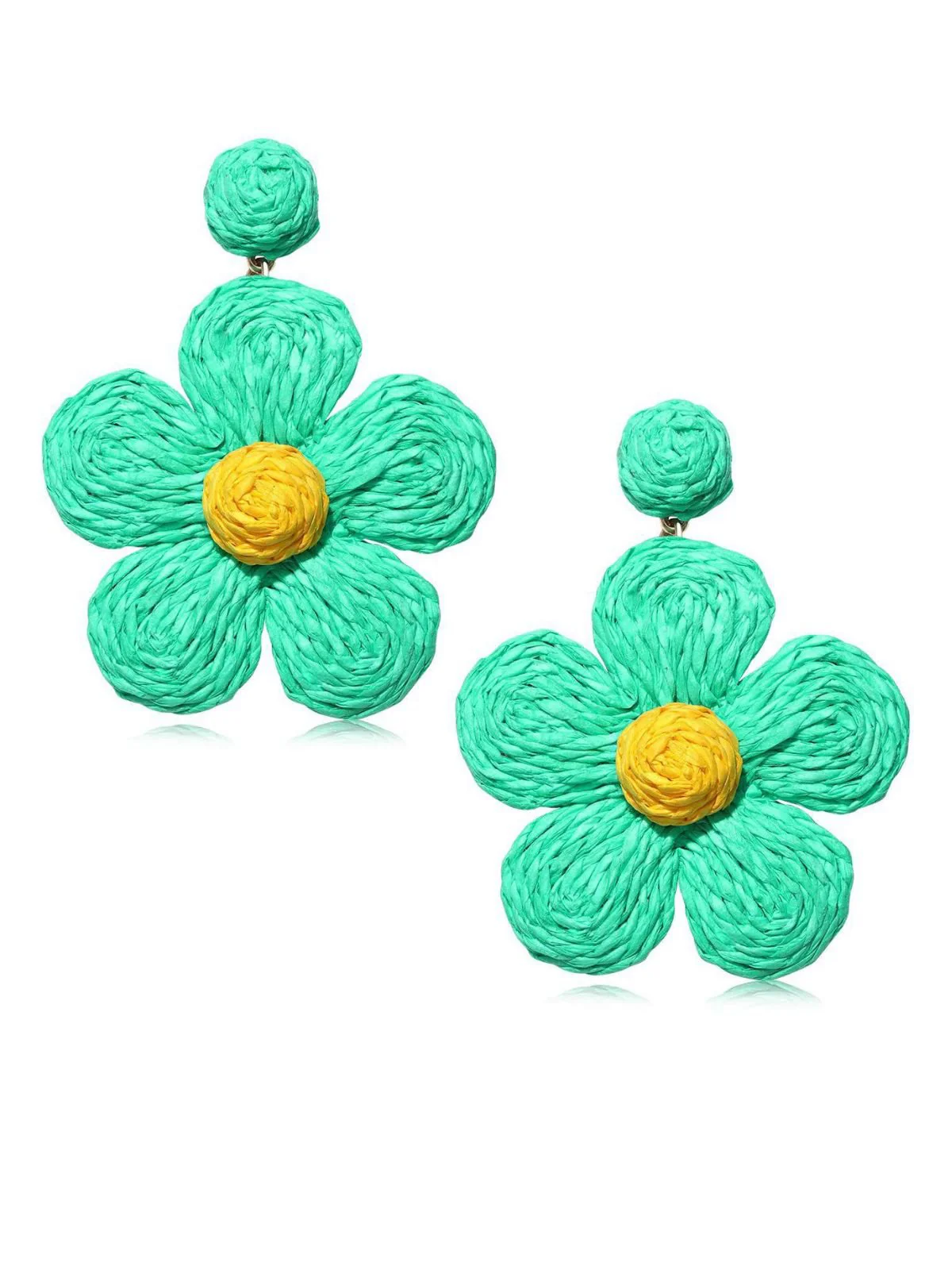 Boho Ruffia Strass Blume Anhänger Ohrringe - Image 5