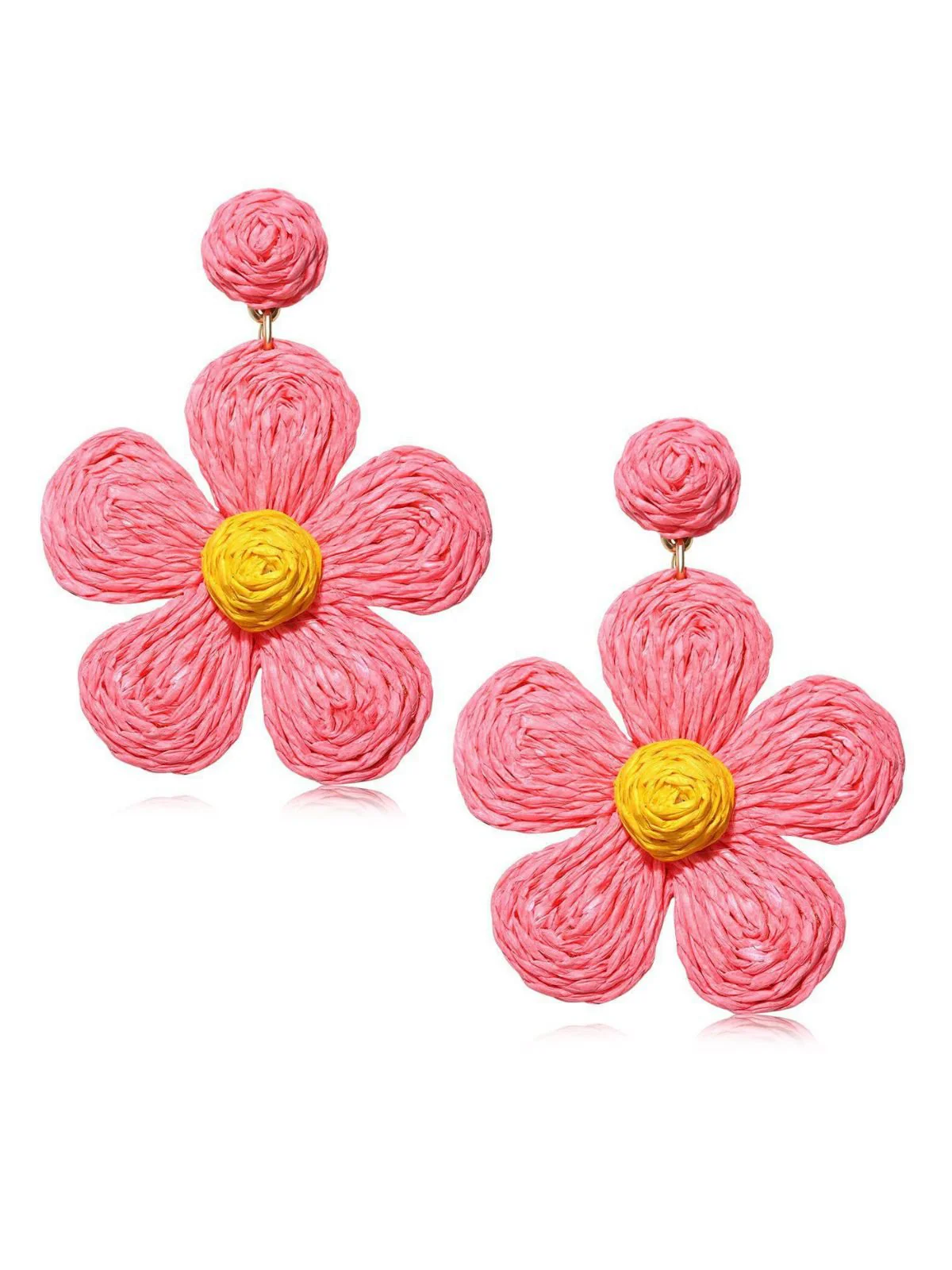 Boho Ruffia Strass Blume Anhänger Ohrringe - Image 6
