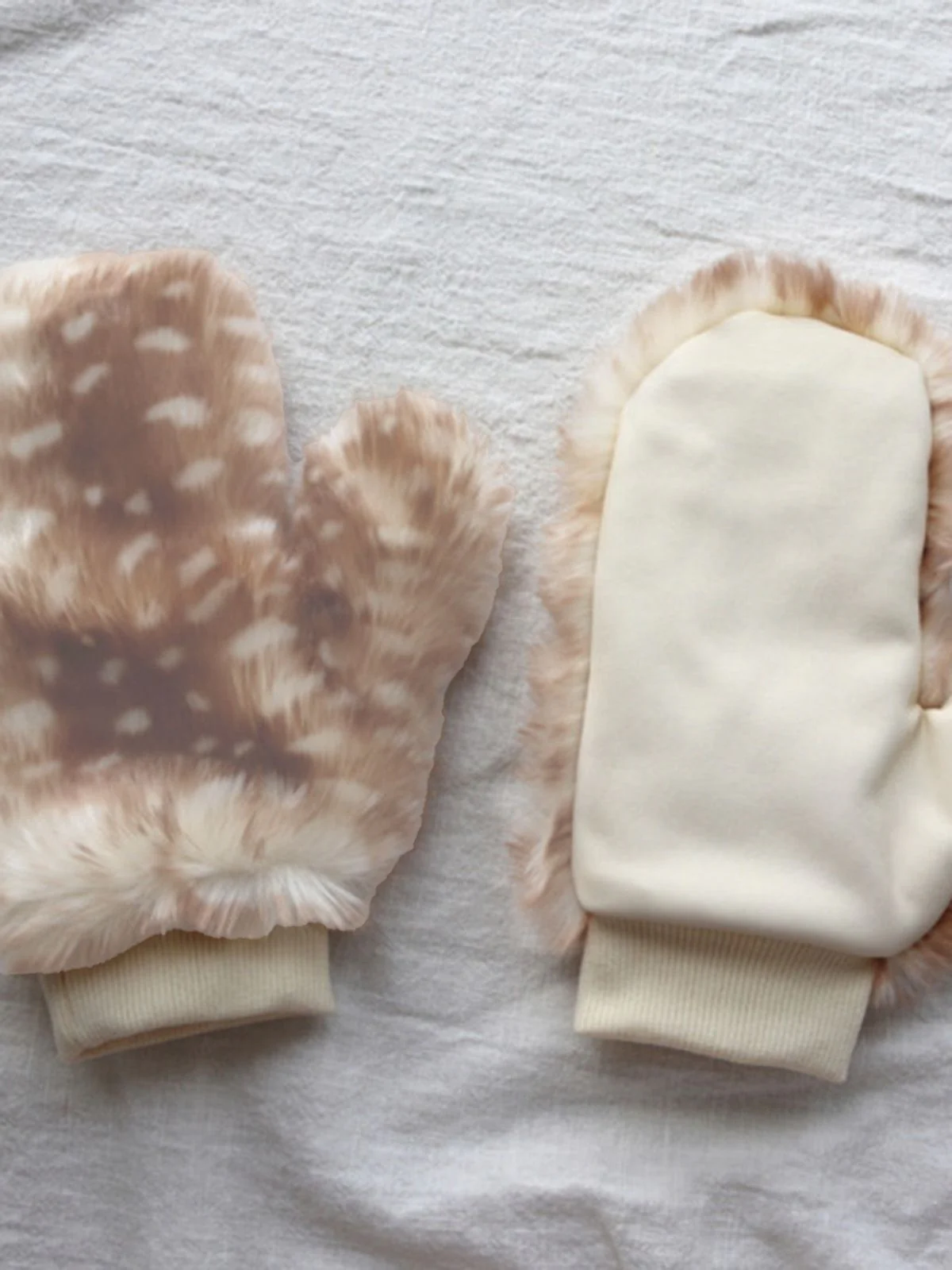 Braun Hirschmuster Plüsch Handschuhe - Image 3