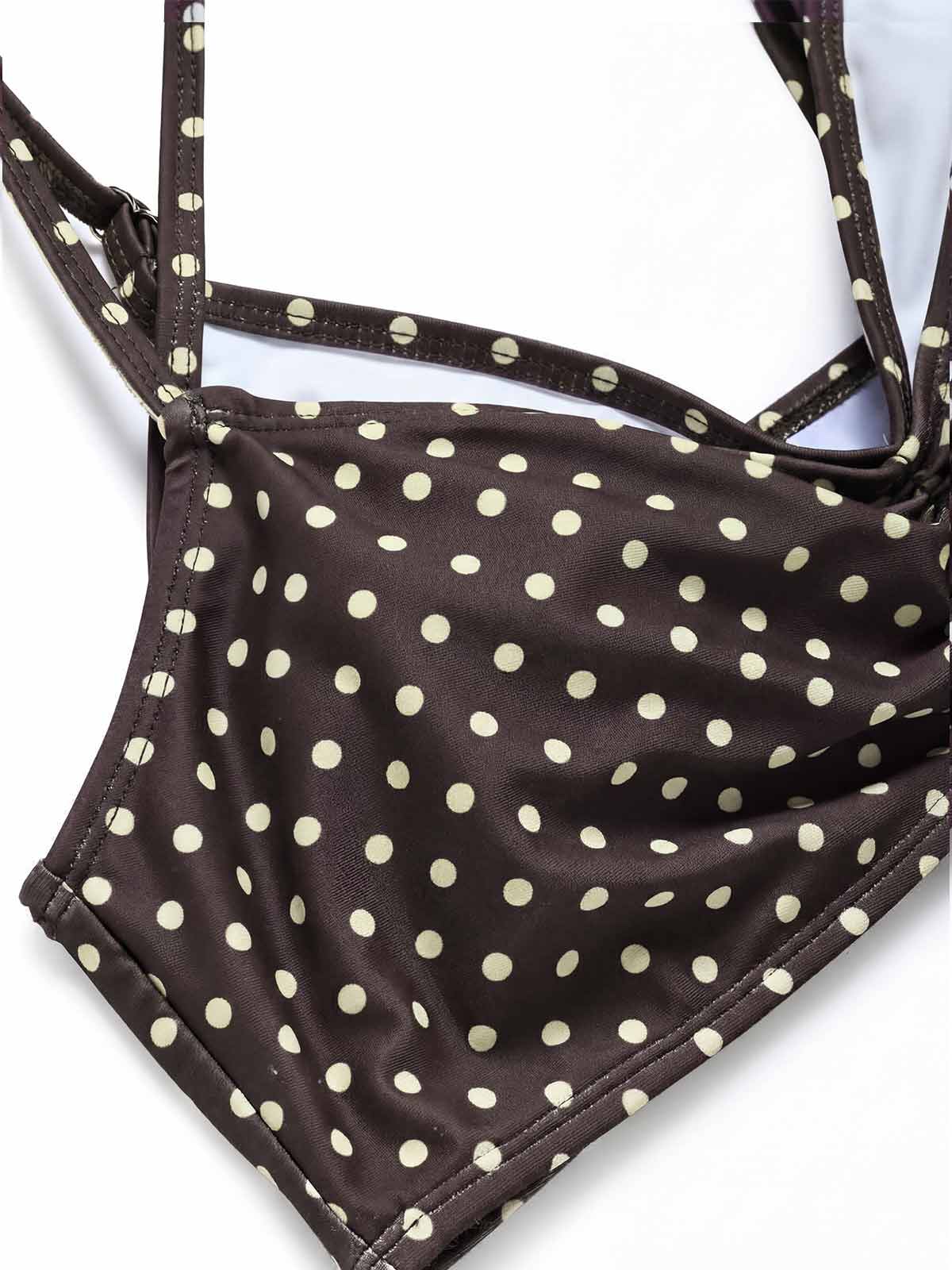 [Vorverkauf] Braunes 50er Bikini-Set mit Polka-Dots und Neckholder - Image 7