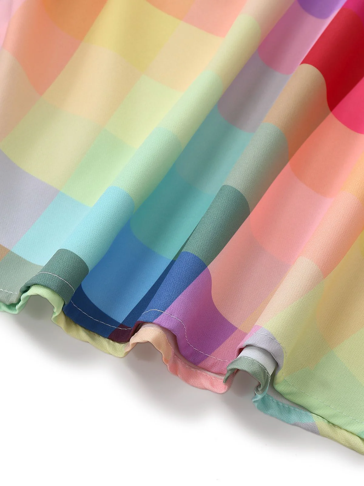 Bunt 1950er Karo Breite Träger A-Linie Kleid - Image 5