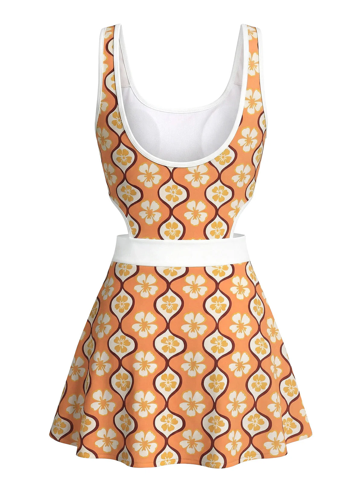 [Vorverkauf] Bunt 1960er Kirschblüten Cutout Einteilig Badekleid - Image 2