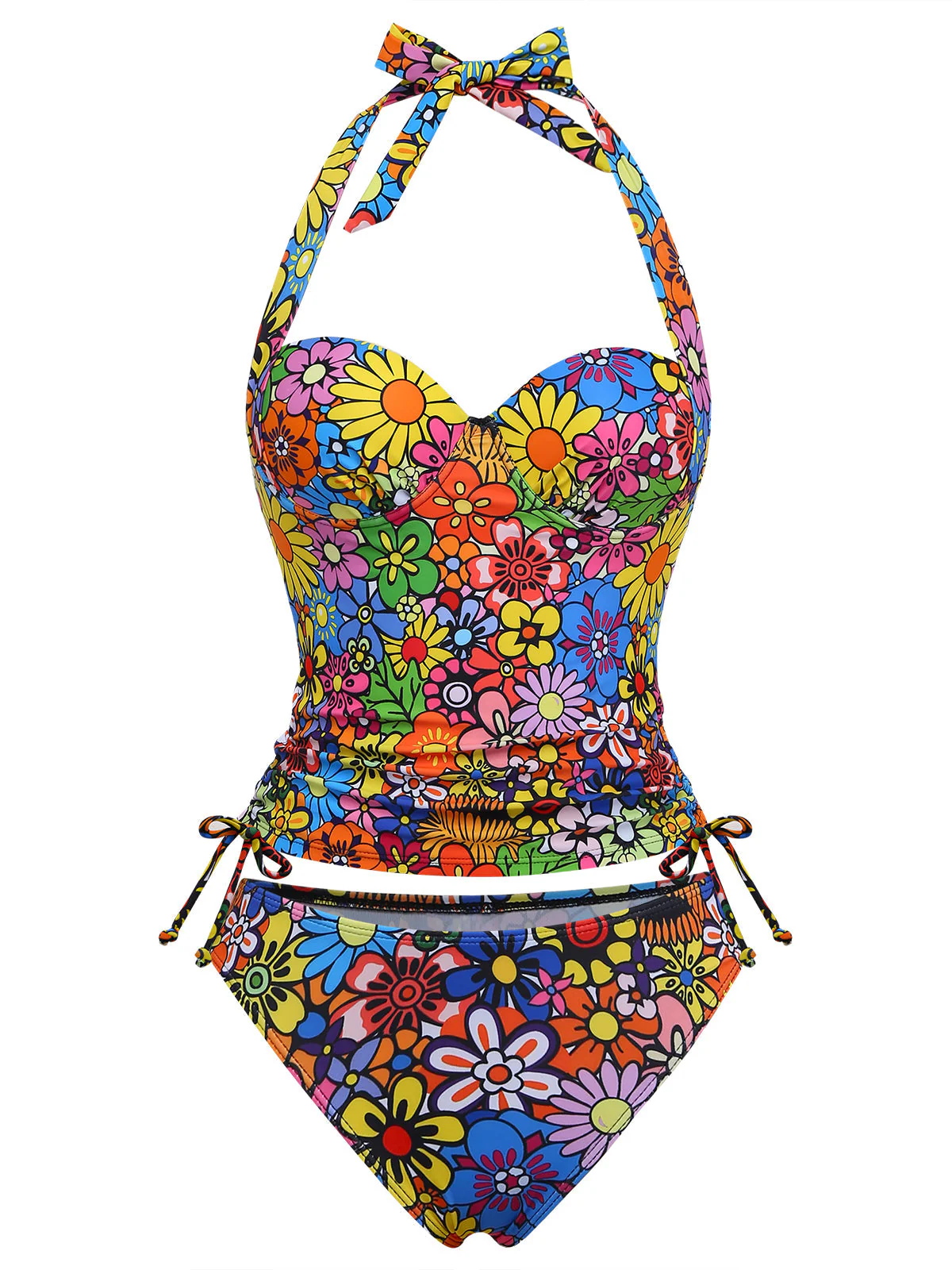 Bunt 2000er Gänseblümchen Halter Tankini Set - Image 2