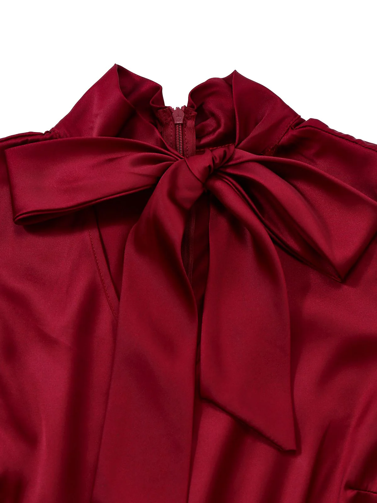 Burgunderrot 1940er Satin Bogen Tie Streifen Weites Bein Jumpsuit - Image 7