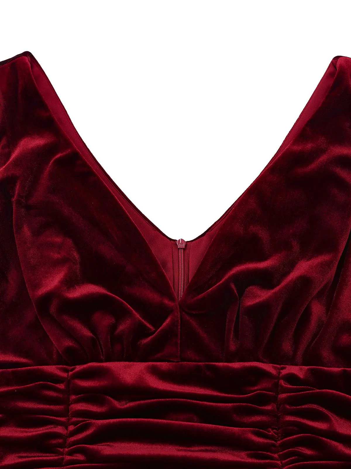 Burgunderrot 1950er Samt Pailletten V-Ausschnitt Maxi Kleid - Image 4