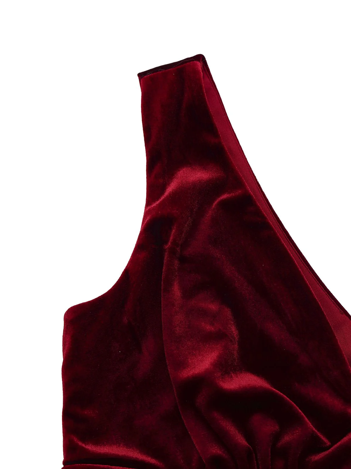Burgunderrot 1950er Samt Pailletten V-Ausschnitt Maxi Kleid - Image 5
