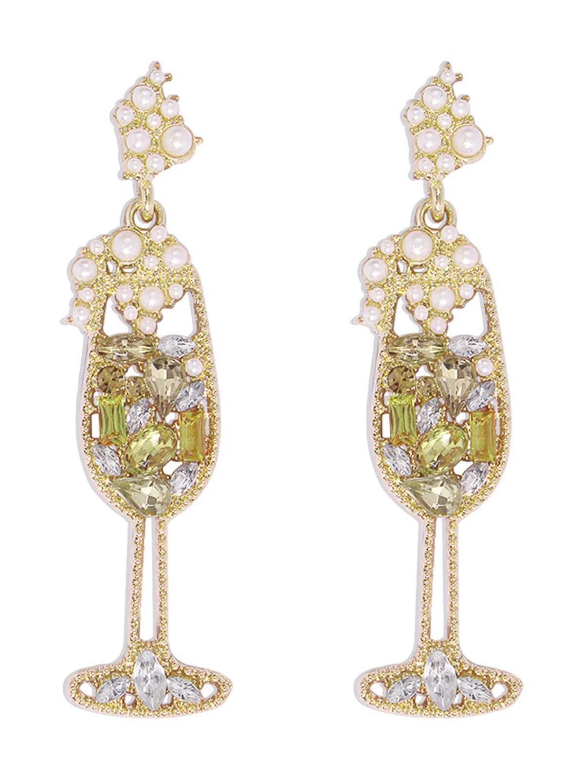 Champagner Glas Perle Edelstein Ohrringe