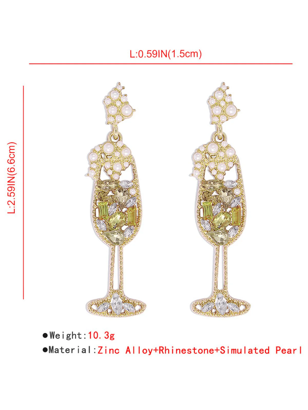 Champagner Glas Perle Edelstein Ohrringe - Image 6