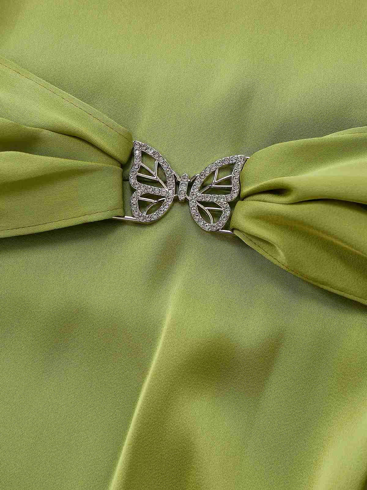 Chartreuse 1920er Schimmernd Taschentuch Saum Kleid - Image 7