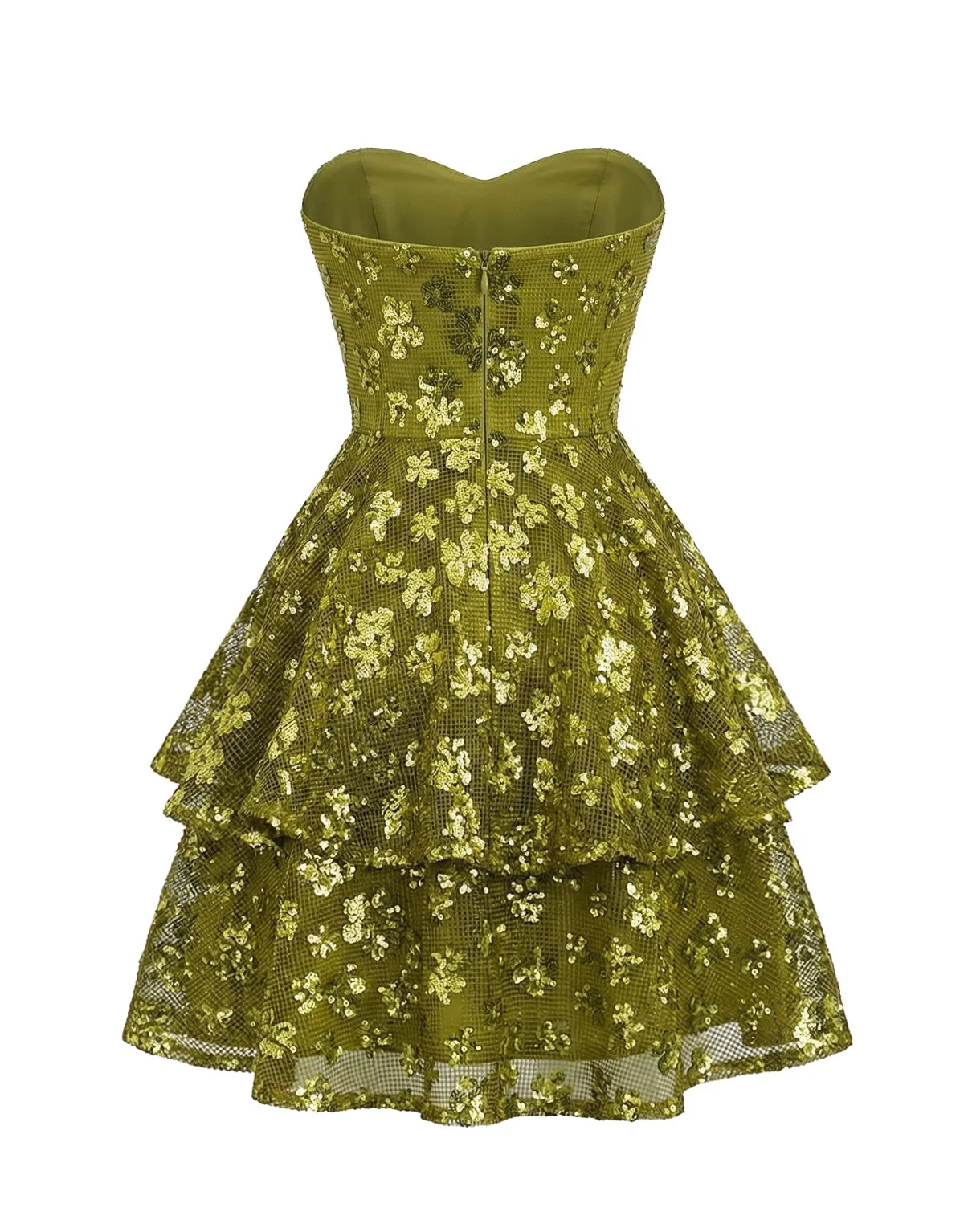 Chartreuse 1960er Pailletten Abend Party Mini Kleid - Image 3