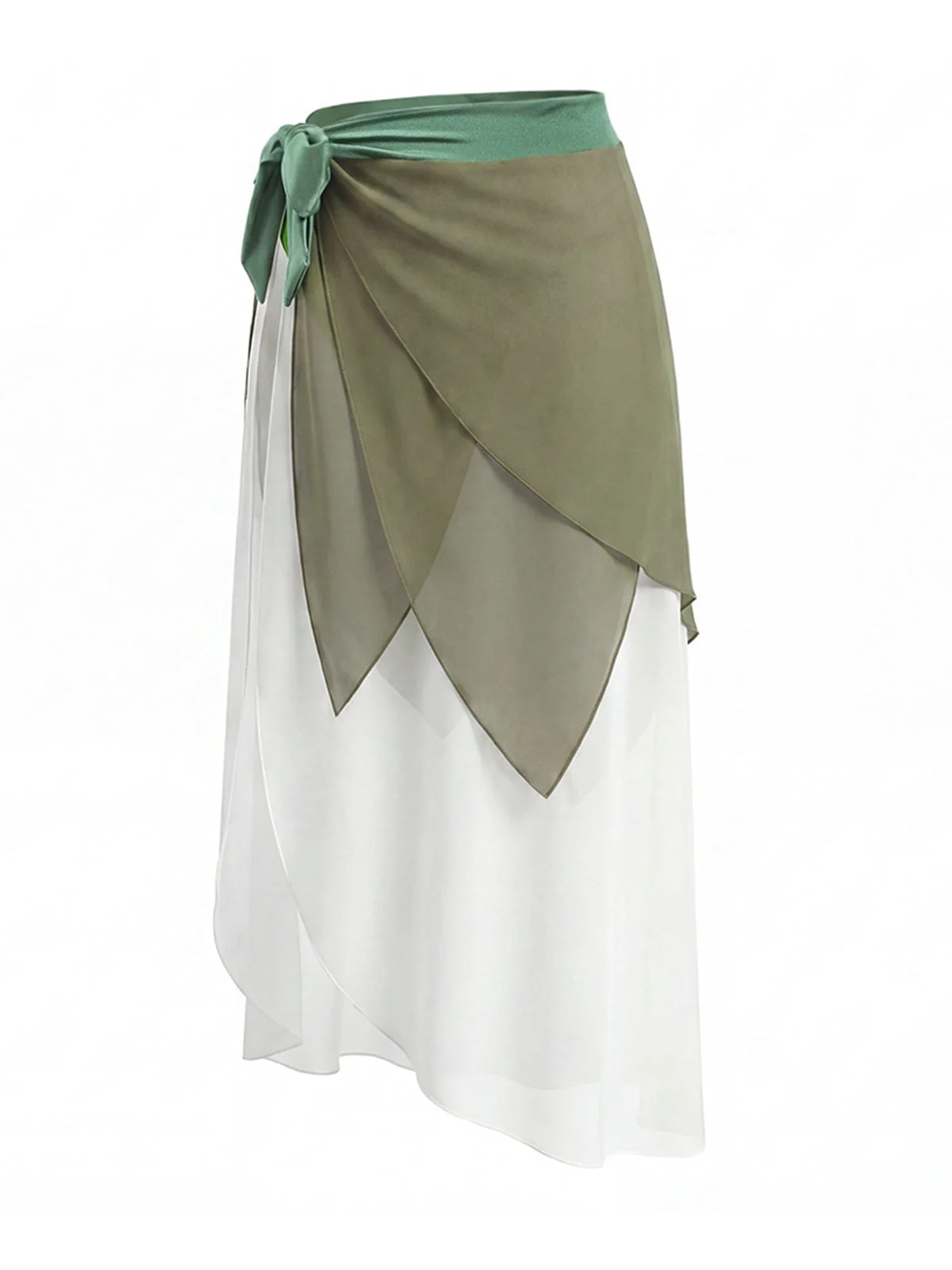 [Vorverkauf] Chartreuse 70er Sarong-Cover-Up mit Mehrlagig und Chiffon - Image 3