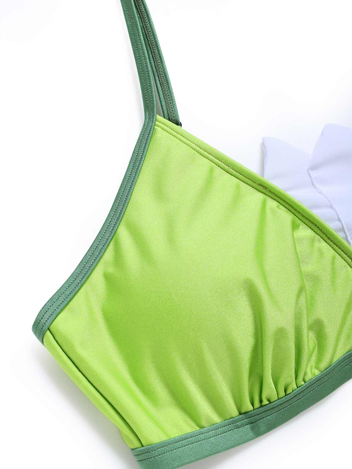 [Vorverkauf] Chartreuse 70er Triangle-Bikini-Set mit Kontrast-Besatz und Strass - Image 7