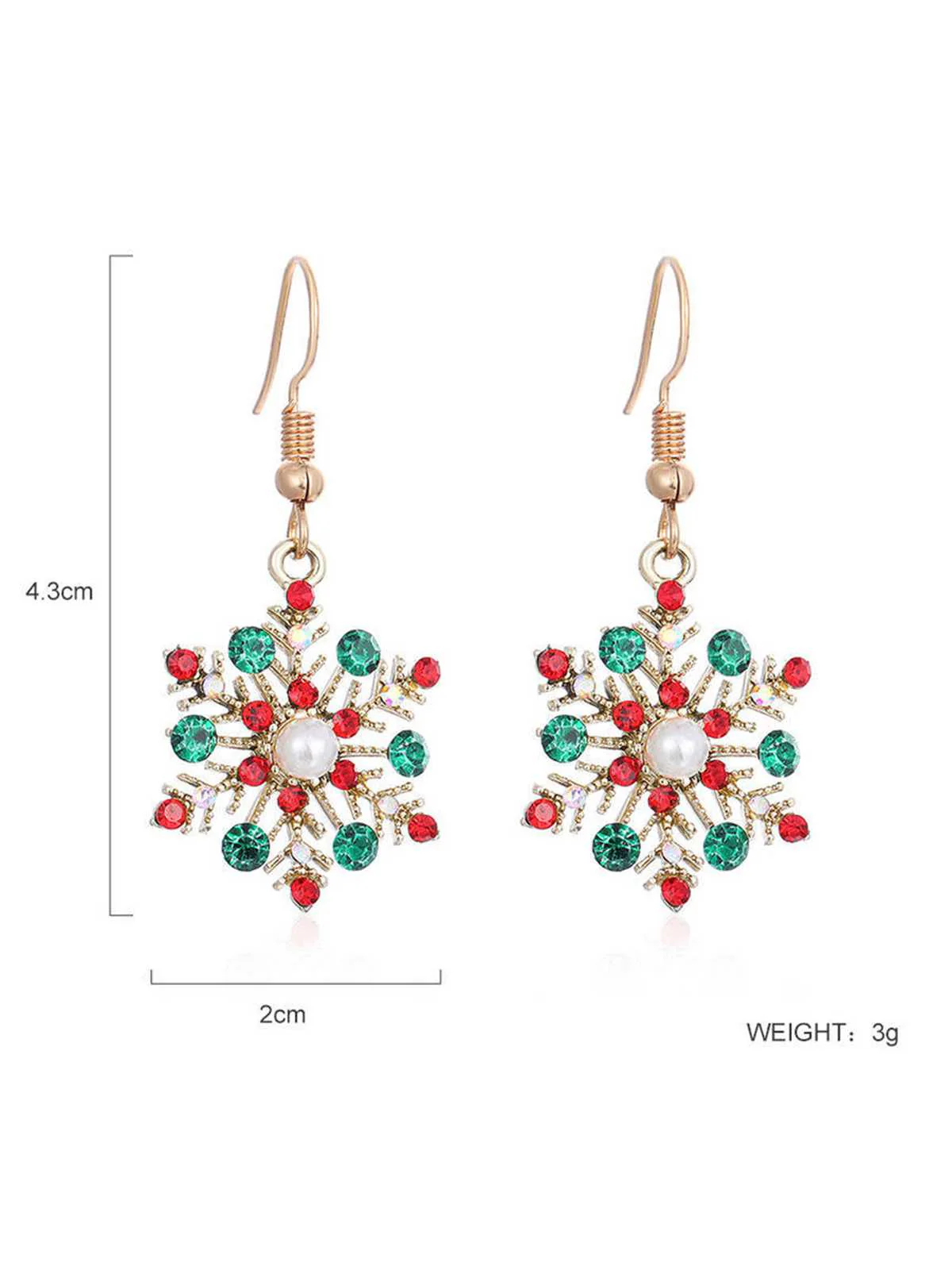 Weihnachten Legierung Diamant Schneeflocke Halskette Ohrring Set - Image 4