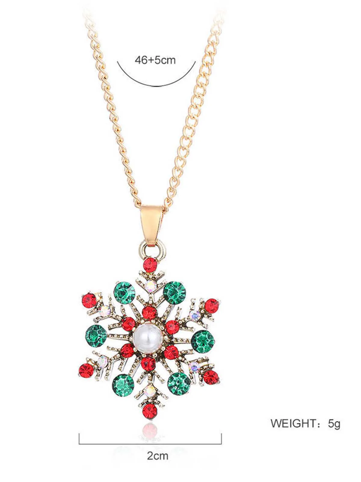 Weihnachten Legierung Diamant Schneeflocke Halskette Ohrring Set - Image 5