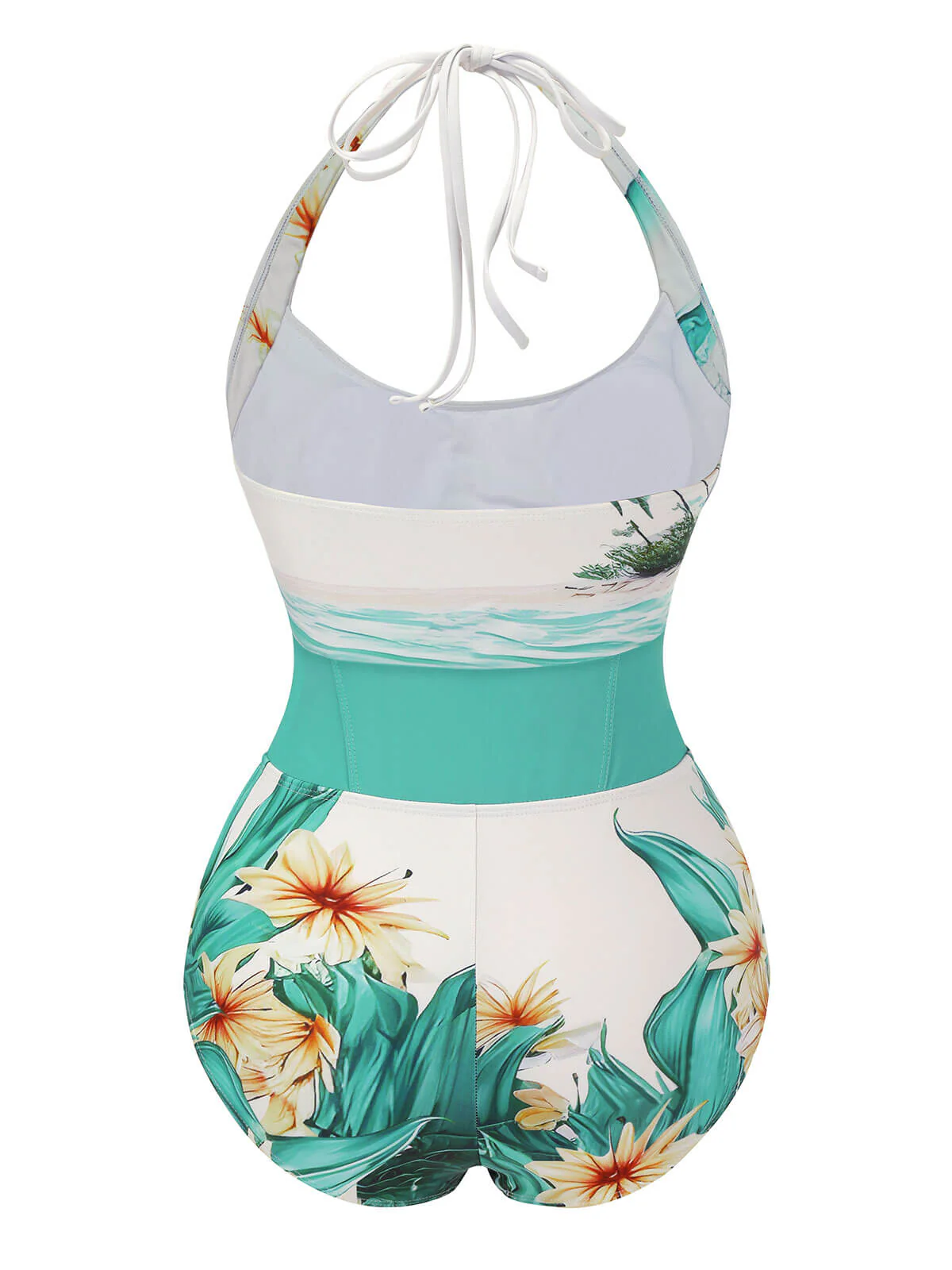 Coconut Tree & Beach Patchwork Badeanzug - Image 4