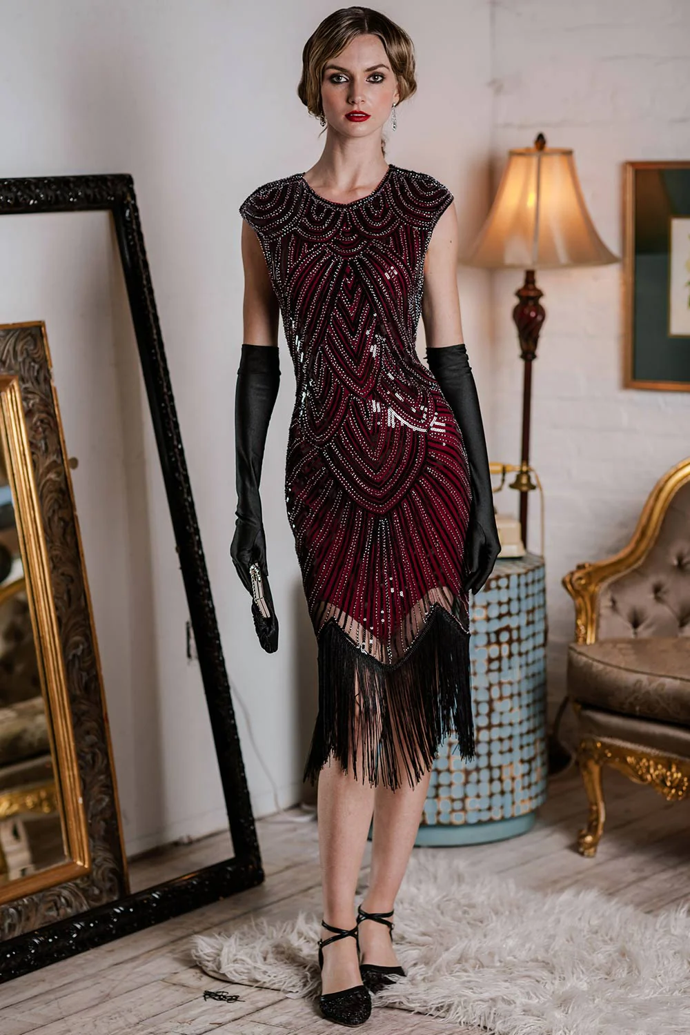 1920ER PAILLETTEN PERLEN FRANSEN KLEID - Image 22