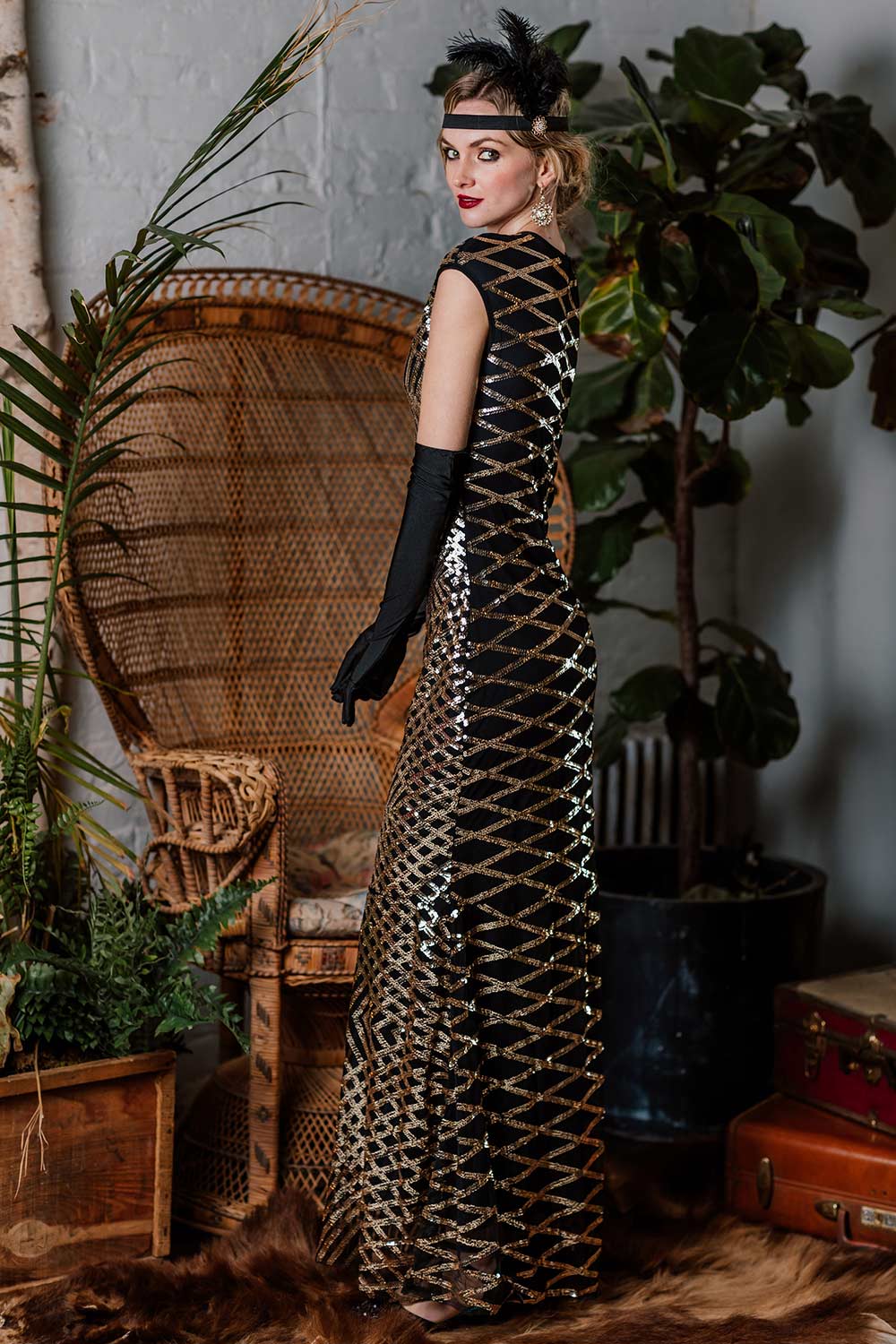 1920ER SCHWARZ PAILLETTEN MAXIKLEID - Image 3
